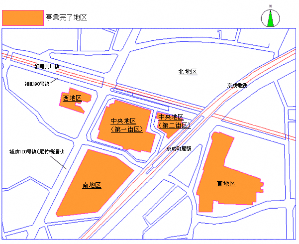町屋駅前再開発事業位置図